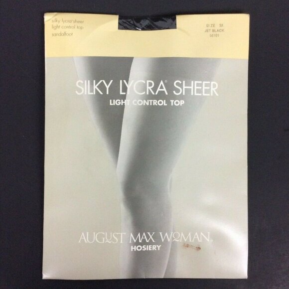 August Max Woman Silky Sheer Light Control Top Hosiery Jet Black Size 3X - Picture 1 of 3